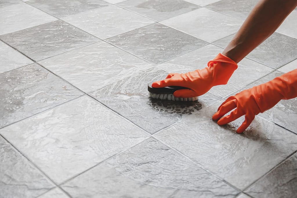 clean tile floor grout